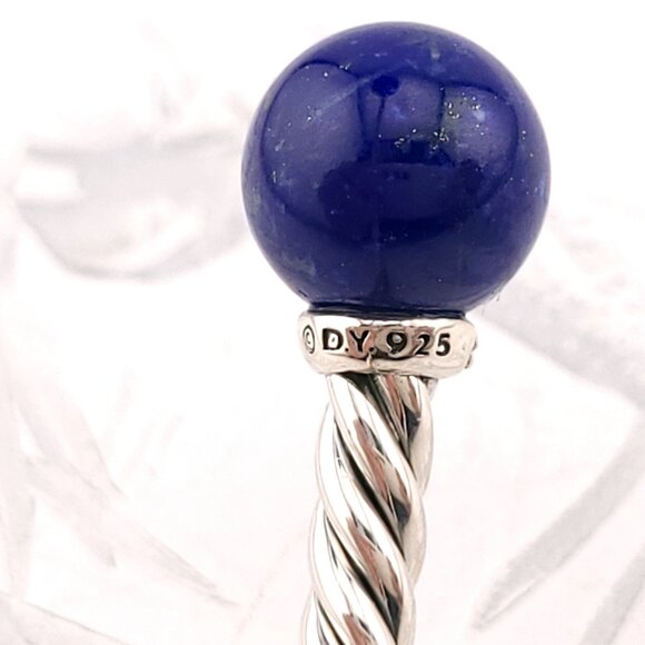 David Yurman Sterling Silver Diamonds & Lapis Solari 3.5mm Bangle Bracelet - Picture 9 of 11